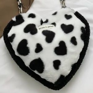 Heart Shape Faux Fur Shoulder Bag